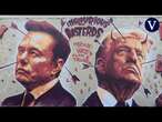 Este es el mural que demoniza las figuras de Trump y Musk en Barcelona