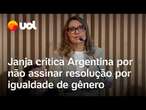 Janja critica Argentina por não assinar declaração de igualdade de gênero no G20: 'Lamentável'