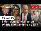 Janja defende sua fala na China; gripe aviária; STF ouve testemunhas do golpe; fala de Trump e mais