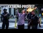 Moment pro-Palestine protester sets himself on FIRE outside the White House