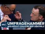 UMFRAGEHAMMER: AfD fast gleichauf mit Union – CDU/CSU verliert erneut an Zustimmung