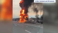 Samochód spłonął na S5. Trzy osoby poszkodowane