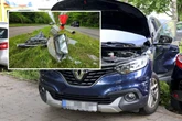 Renault kracht gegen Autos und landet in Hecke, Kia rammt Laterne