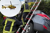 Szenen der Verwüstung: Auto rast über Kaufland-Parkplatz, Feuerwehr befreit Fahrer
