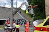 Unfall auf Chemnitzer Viadukt: Mann klettert auf Mast und bekommt Stromschlag!