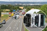 Pellet-Truck kippt beim Abbiegen um: Sperrung nach Unfall an A17-Abfahrt