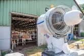 Schweres Geschütz gegen die Hitze: Landwirt kühlt seine Kühe mit Schneekanone