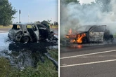 Renault brennt lichterloh auf A2: Vierköpfige Familie kann sich retten