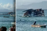 Von großer Welle getroffen: Voll besetzte Touristen-Fähre sinkt vor Bali