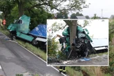 Lastwagen kracht gegen Baum, Führerhaus komplett zerstört