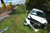 Rettungshubschrauber im Einsatz: Schwerer Unfall auf A14 nach Graupelschauer