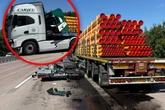 Heftiger Unfall mit drei Lastwagen auf der A2, Strecke teilweise gesperrt