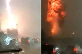 Gleißender Blitz lässt monströsen Feuerball in die Höhe schnellen