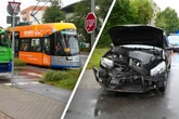 Crash zwischen Straßenbahn und Auto in Grünau: Eine Person verletzt