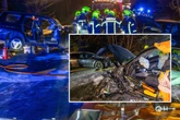 Frontalcrash im Erzgebirge: Subaru-Fahrer muss aus Auto befreit werden