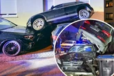 Kurioser Unfall: Audi kollidiert mit Mauer und landet auf Mercedes
