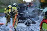 Autobrand in Dresden: BMW fängt während der Fahrt Feuer