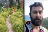 Als Wanderer sieht, wer hinter ihm herläuft, dreht er sofort Video, für "Fall des Todes"
