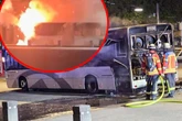 Linienbus während Fahrt in Flammen: Insassen können sich gerade so retten