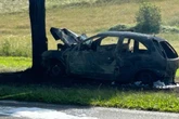 Auto prallt gegen Baum und fängt Feuer: Fahrer stirbt an Unfallstelle