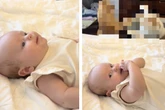 Mutter filmt Baby im Bett, doch alle starren nur auf das, was im Hintergrund passiert