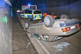 Mercedes überschlägt sich in Stuttgarter Tunnel