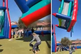Schockmoment bei Schulfest: Hüpfburg von Windböe erfasst - Kinder stürzen in die Tiefe