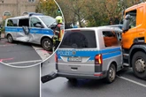 Polizei-Crash in Chemnitz: Streifenwagen nach Unfall völlig verbeult
