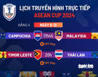 Lịch trực tiếp ASEAN Cup 2024: Campuchia đấu Malaysia, Thái Lan gặp Timor Leste