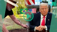   Lula apostrophe Trump sur les droits de douane en train de planter de la vigne à genou les mains pleines de terre  