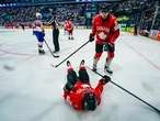Edmonton Oilers defenceman Evan Bouchard knocked cold at World Championships