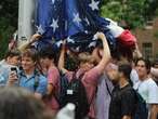 'THROW 'EM A RAGER': Frat brothers celebrated for protecting U.S. flag from protesters