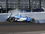 Indy 500 driver Marcus Armstrong taken away on stretcher after heavy crash in qualifying practice