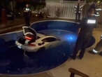 CAUGHT ON CAMERA: Car loses fight with backyard swimming pool