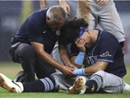 Rays’ Jonathan Aranda collides with Yankees' Giancarlo Stanton, exits game