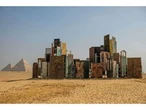 Monumental art on display in shade of Egypt's pyramids