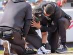 Plate umpire Nick Mahrley exits game between Rockies and Yankees after broken bat hits his neck