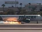 Authorities investigating after Frontier Airlines plane lands with fire in one engine