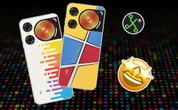 Celular barato con diseño colorido y tres bocinas. Ideal para escuchar música sin audífonos 