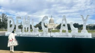 Melting ‘democracy' ice sculpture displayed on National Mall
