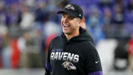 Ravens' John Harbaugh Throws Football for First Pitch at Orioles Game
