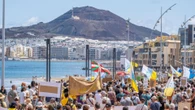 Thousands of anti-tourist protesters flood the streets in Canary Islands