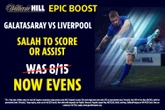 Galatasaray vs Liverpool: Get Salah to score OR assist at 1/1 with William Hill
