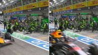 Heartstopping moment F1 mechanic nearly hit by speeding car after wheel blunder