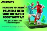 Palmeiras vs Chelsea: Palmer & Neto SOT boost NOW 7/2 plus £20 in free bets