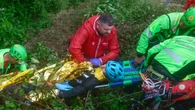 Cyclist rushed to hospital after terrifying high-speed fall into ravine