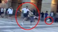 Man Utd and Tottenham fans blast football at each other as tempers flare