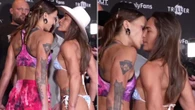 Moment female bare knuckle fighter stuns her rival with KISS on lips