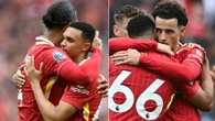 Alexander-Arnold looks emotional as he hugs every player in Liverpool farewell
