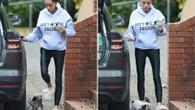 Katie Price narrowly avoids stepping on her tiny new puppy